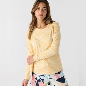 Hang Ten Women's SunRay Sun Tee Sz XL Yellow/White Floral Out Door Activities